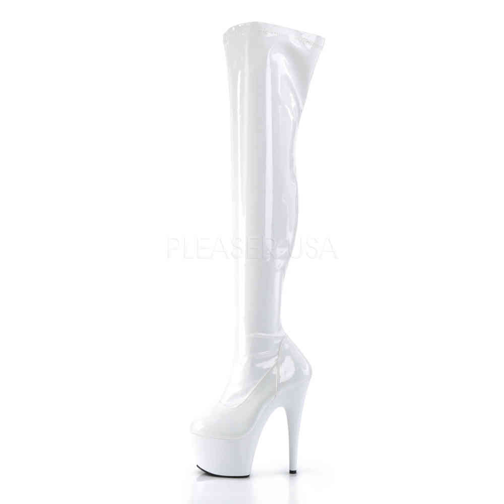 Pleaser - ADORE3000 Cuissardes Ã  plateforme - Chaussures de pole dance - Blanc